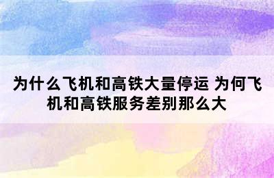 为什么飞机和高铁大量停运 为何飞机和高铁服务差别那么大